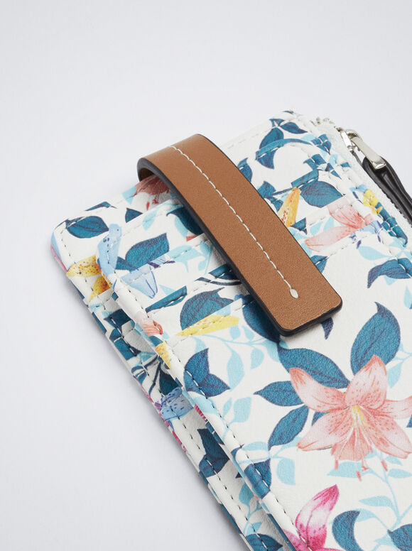 Porta-cartões com estampa floral - Rosa