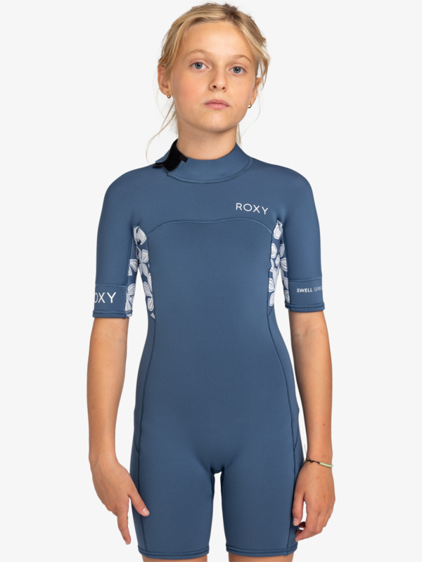 2mm Swell Series Springsuit manches courtes back zip Bleu Fille 8-16 ans