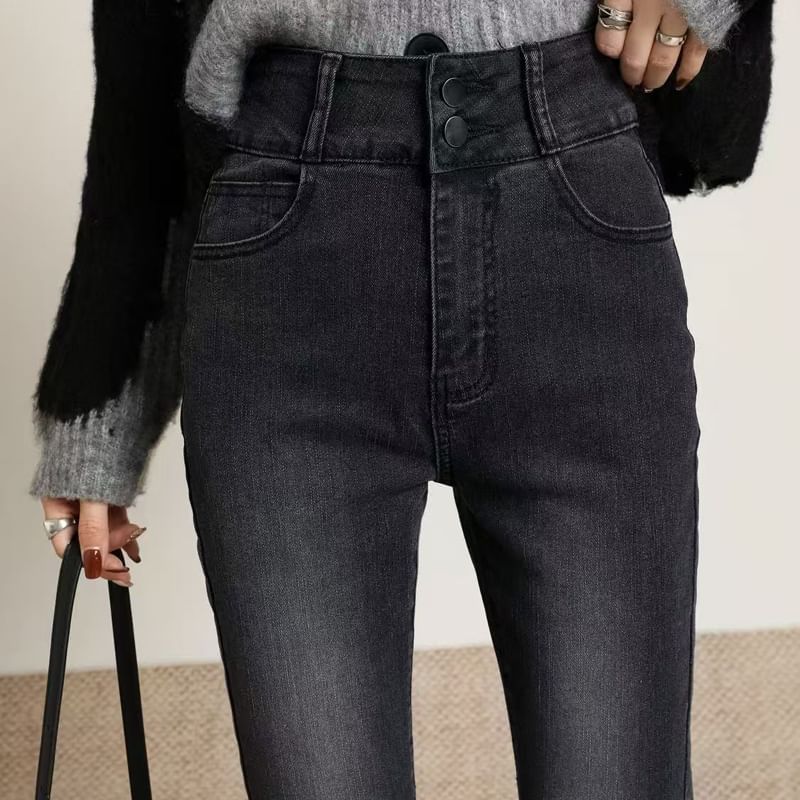 Everose - High Waist Washed Bootcut Jeans