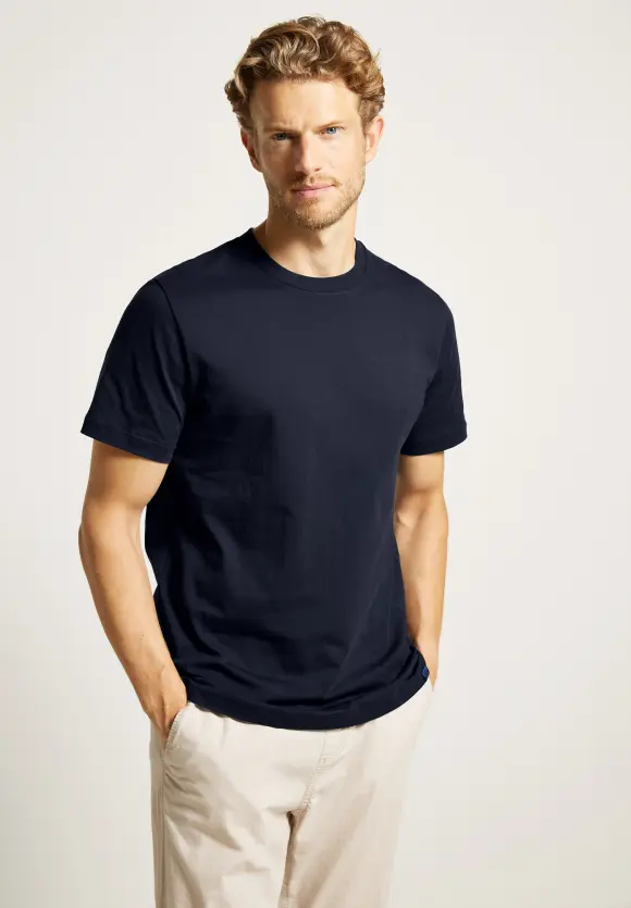 Basic T-Shirt in Unifarbe - nightshadow blue