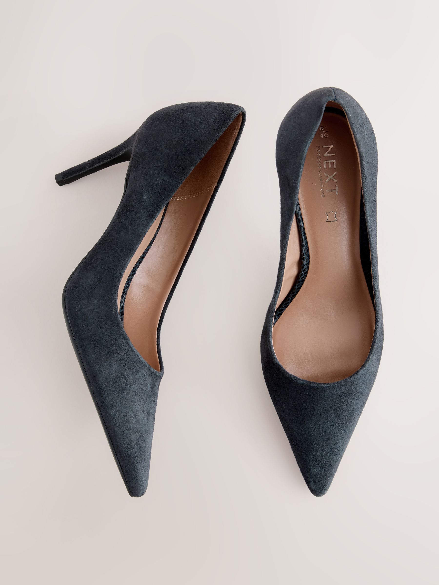 Marineblauw suède - Leren mid-court pumps