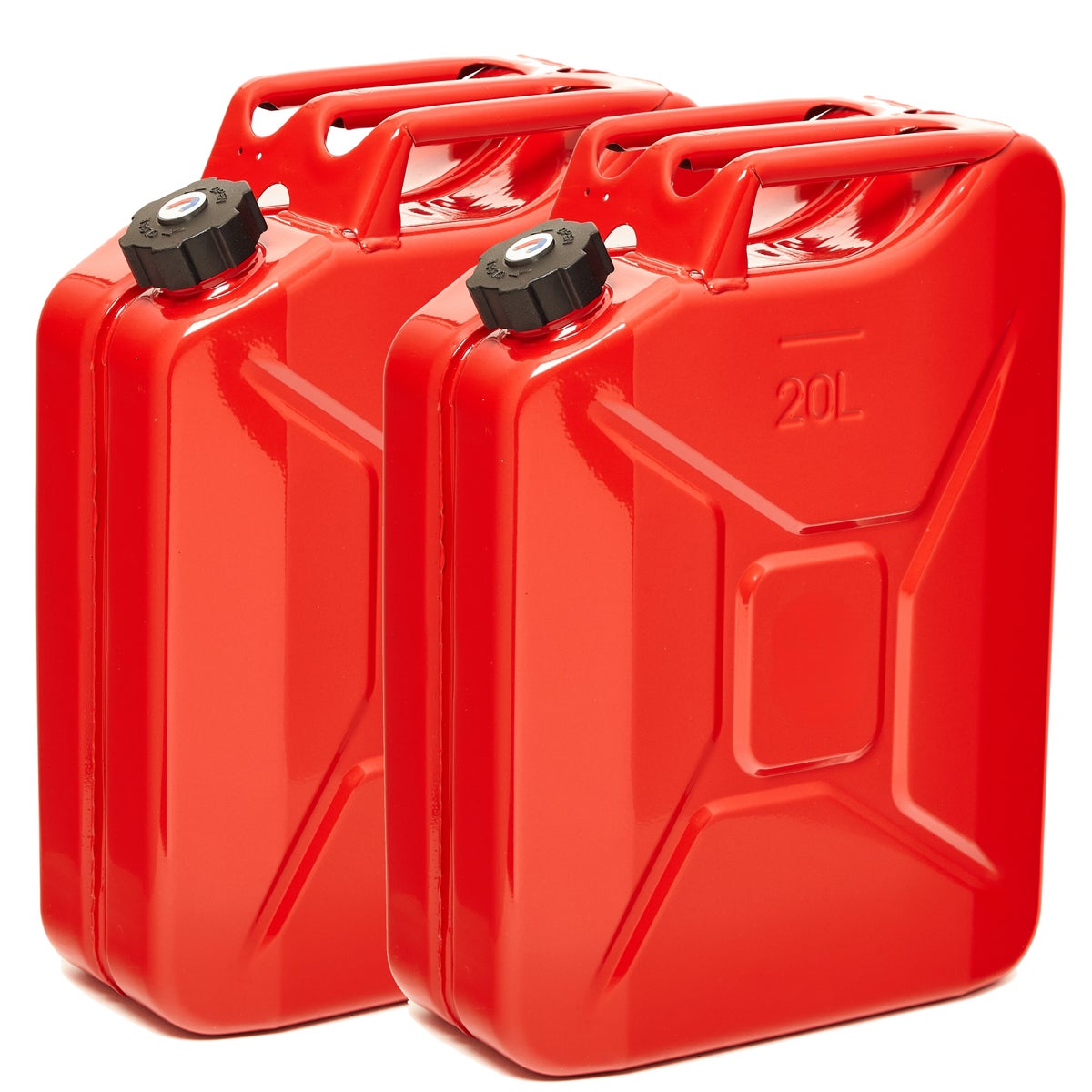 BW Metalen Brandstofbussen, Benzineblikken, 2 x 20 Liter met Schroefdop - Rood - RAL 3000 - TÜV-getest en UN-goedgekeurd - Gemaakt in Europa