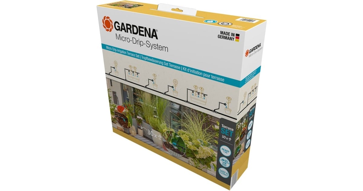 GARDENAMicro-Drip-Bewatering Terras Set (30 planten) druppelaar  (Zwart/grijs)