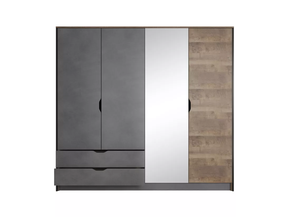 Armoire à portes battantes ARDEN LED 220x57x205 Crème & Gris
