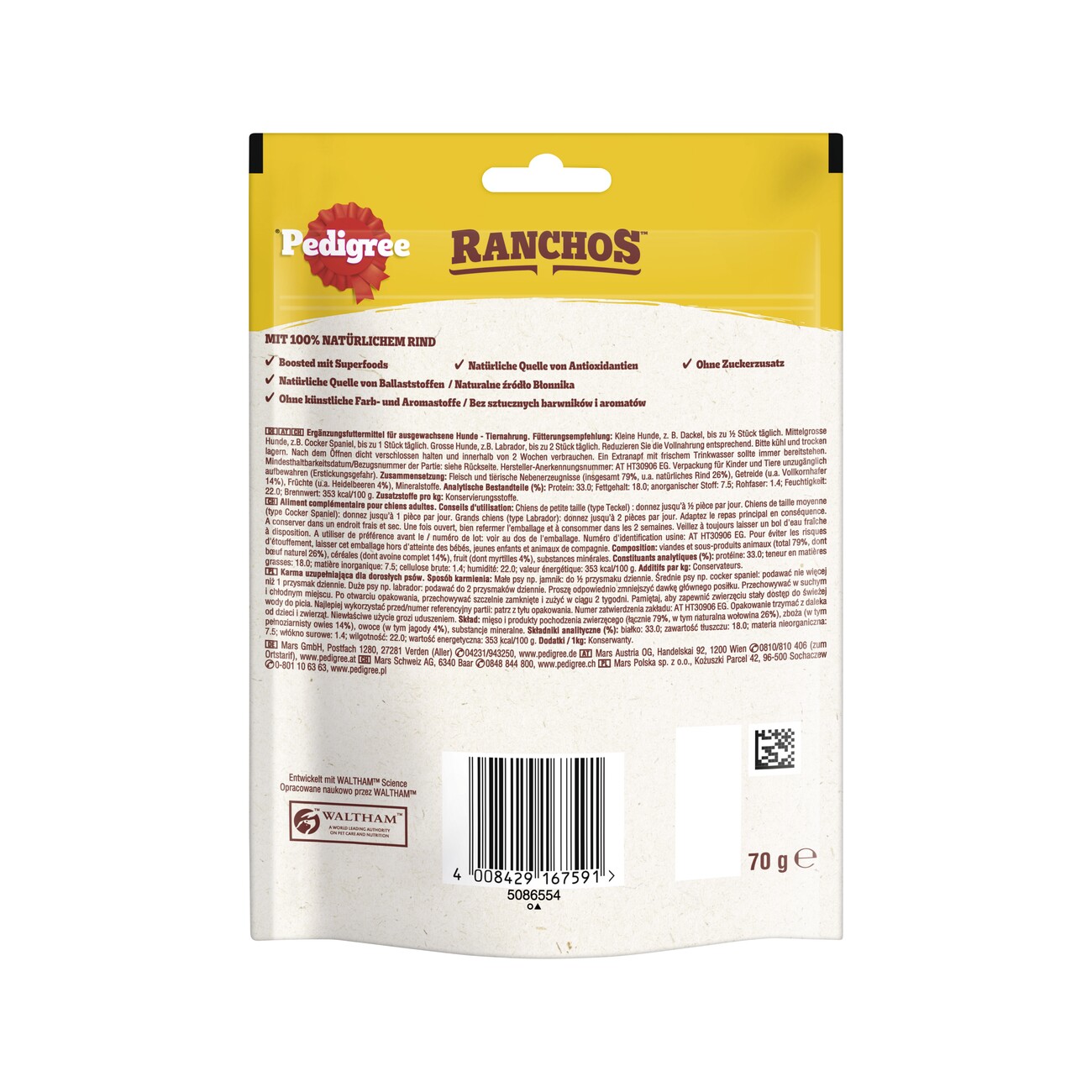 Pedigree Ranchos Superfoods 7x70g Rind