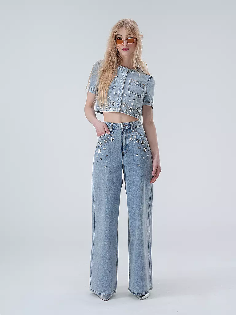 SELF-PORTRAIT Jeans Flared Fit hellblau