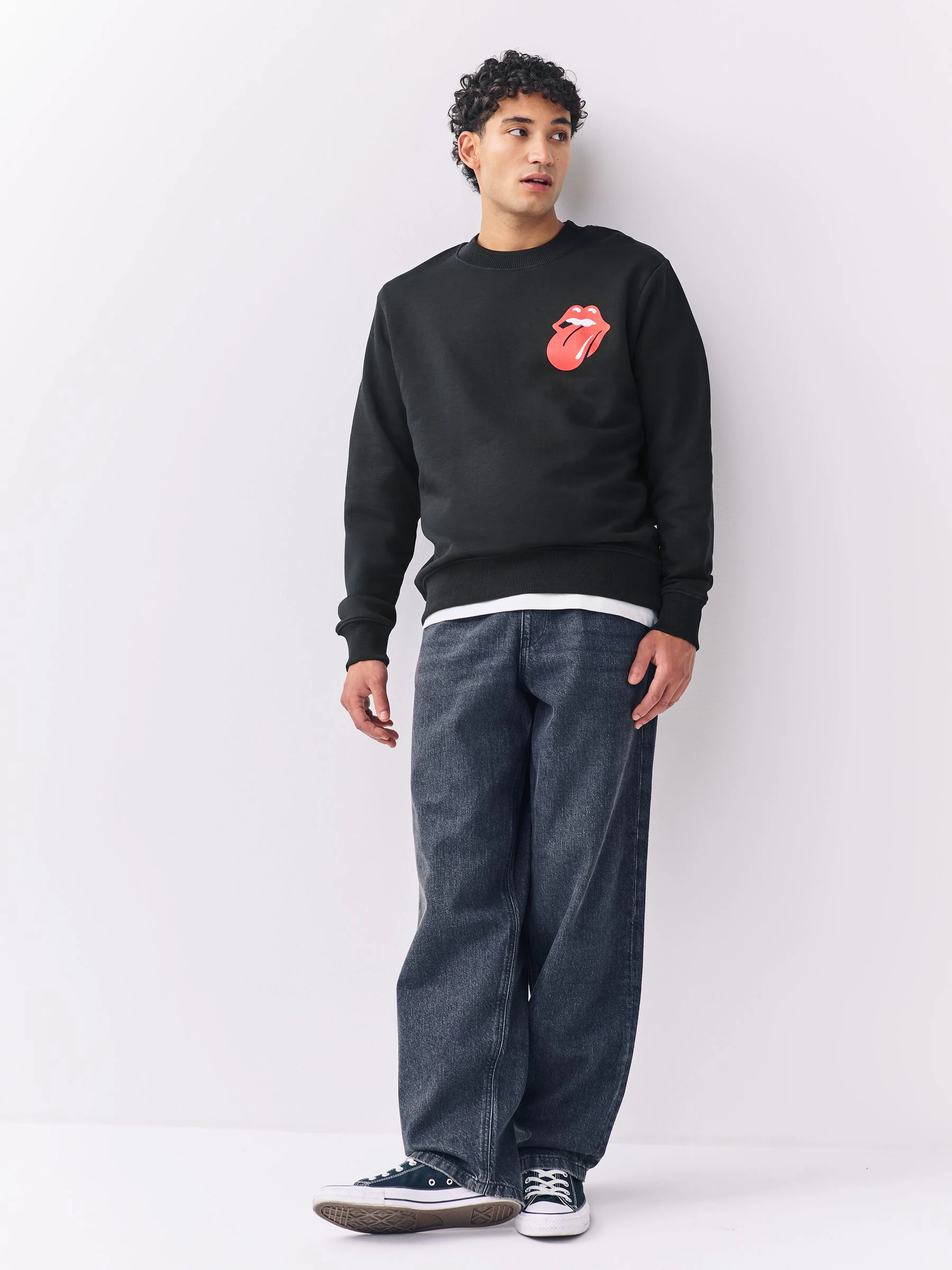 Zwart - Rolling Stones Licence Graphic Print Crew Sweatshirt