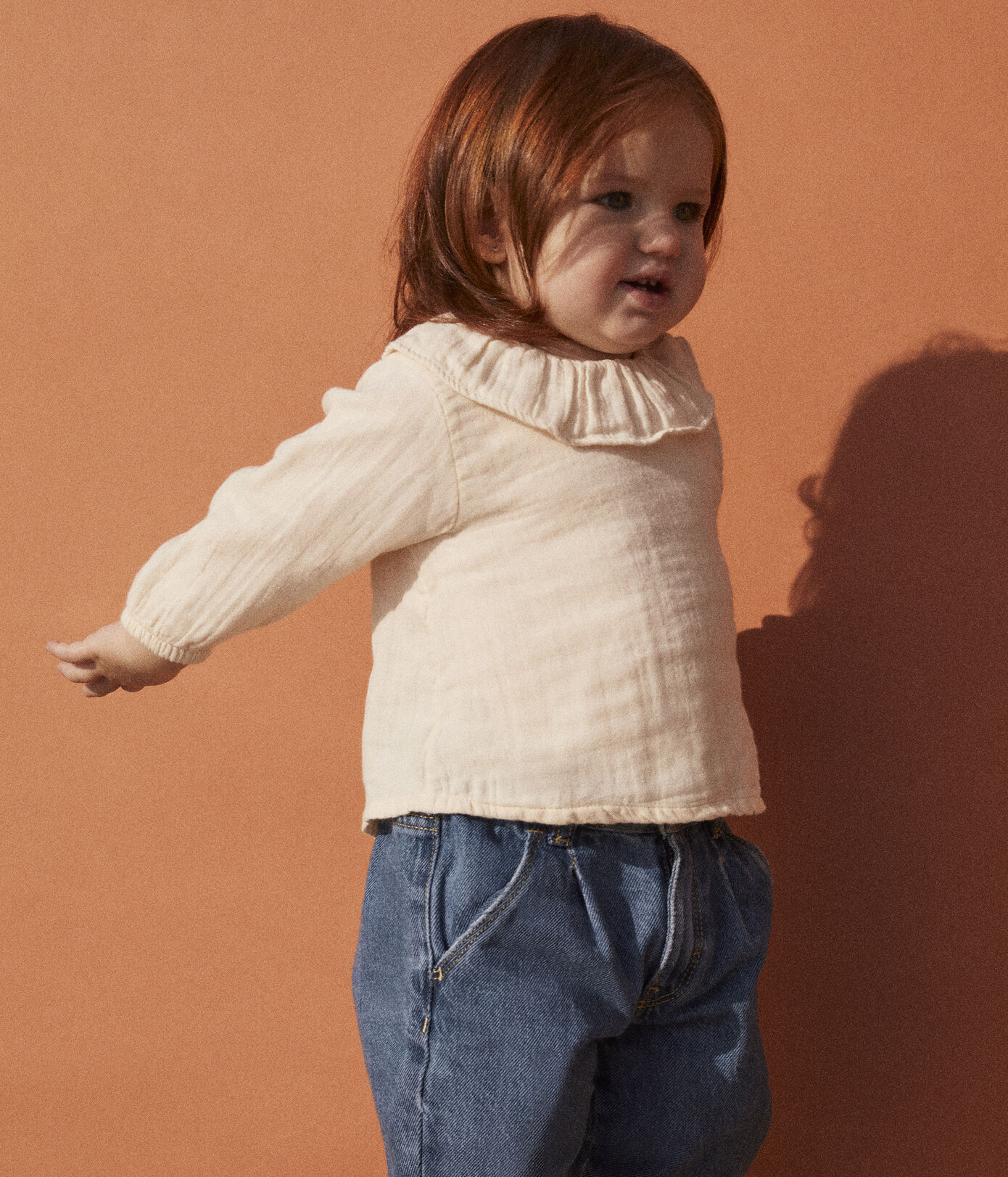 Blouse manches longues bébé en gaze de coton