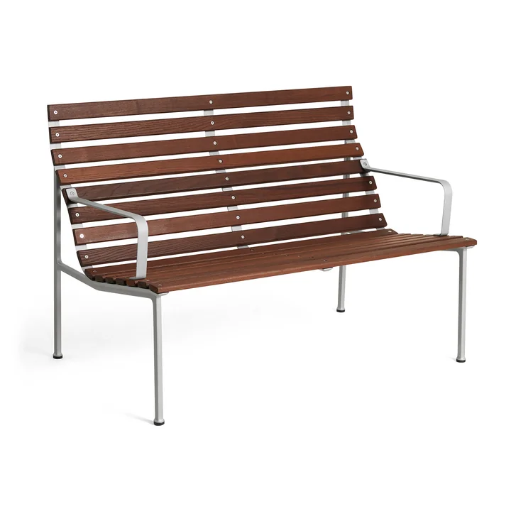 HAY - Traverse Outdoor Lounge Bank, mit Armlehnen, Aluminium / Esche geölt