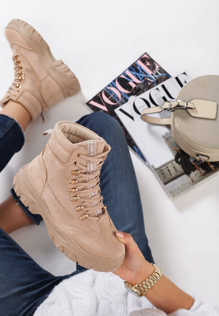 Bottines à lacets femme beige Onisa