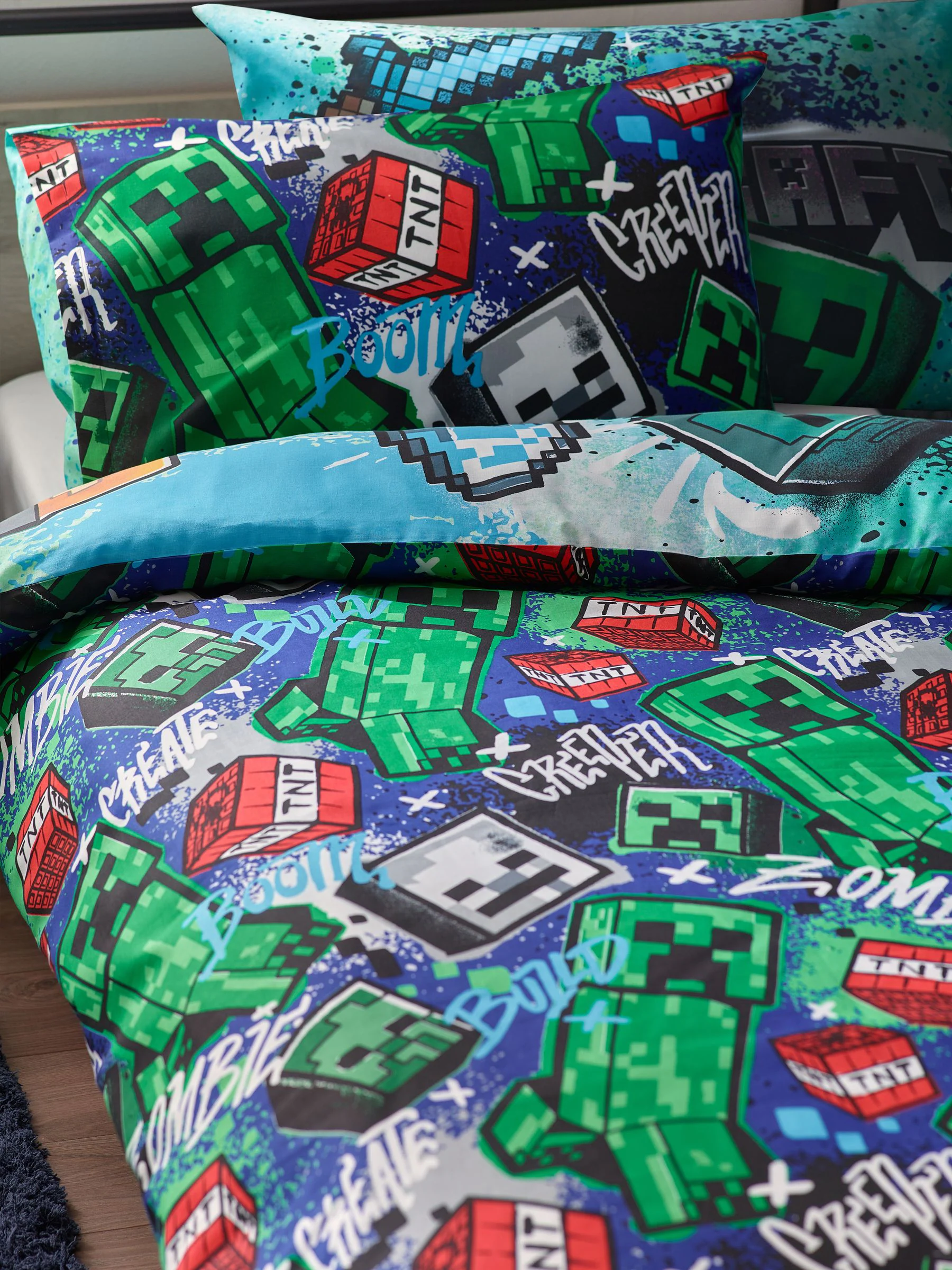 Minecraft eenpersoons dekbedovertrek en kussensloopset