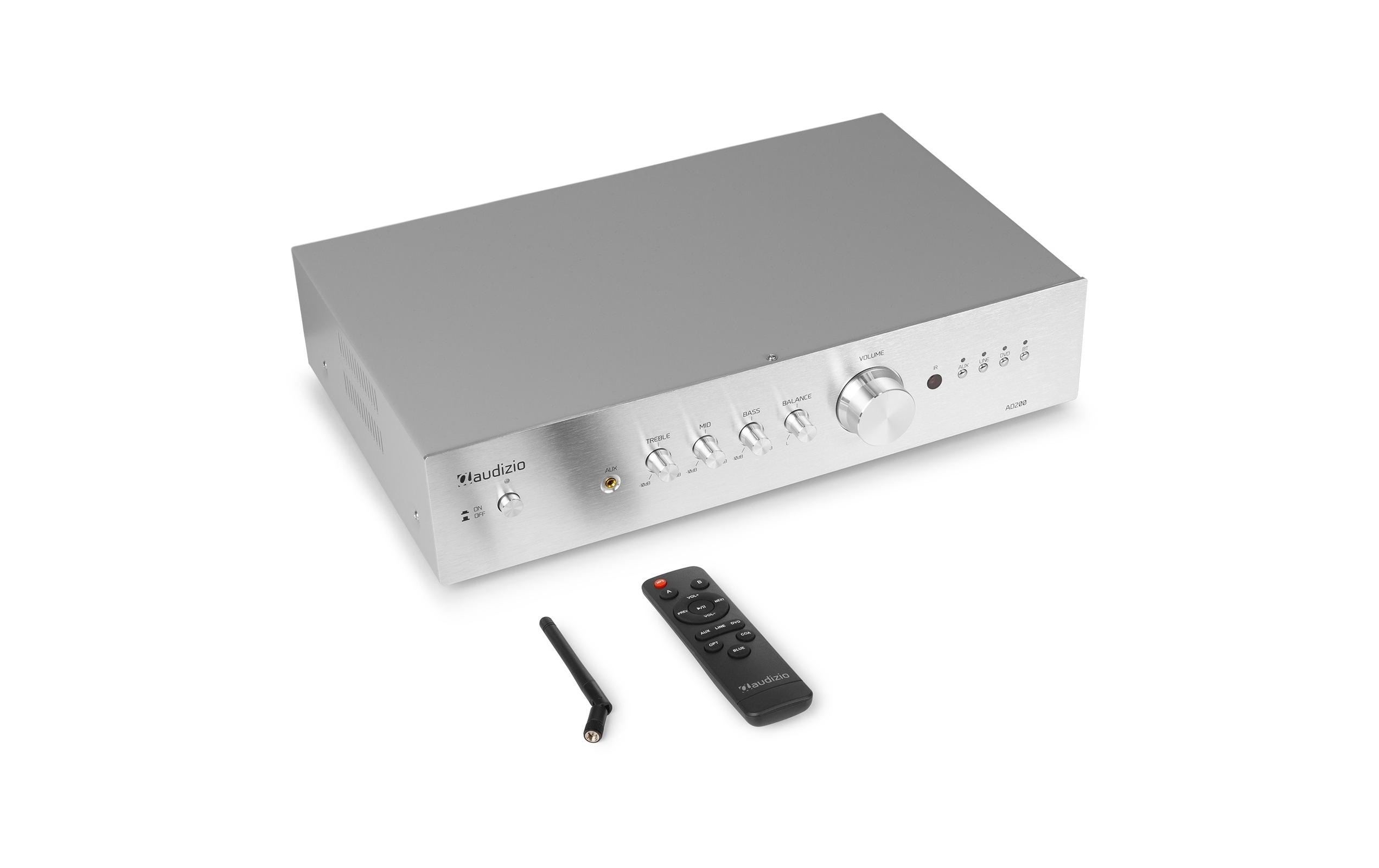 Stereo-Verstärker AD200A Silber<br>Vielseitiger 2-Kanal-Verstärker mit grosser Funktionalität