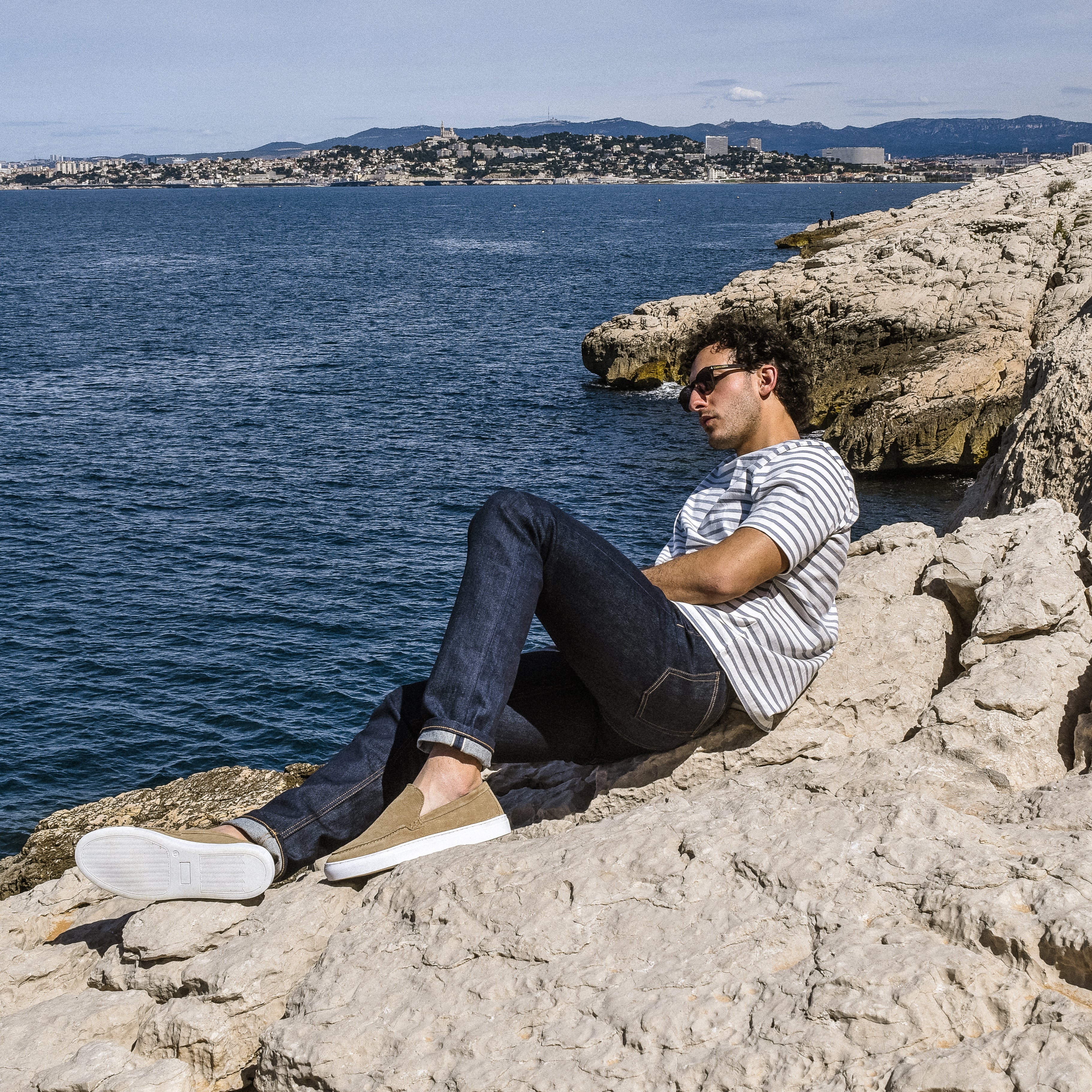 Tossa-Mocassin en veau velours taupe