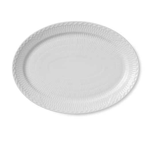 Royal Copenhagen Halvblonde Oval Tallerken, Hvid, Ø28 cm