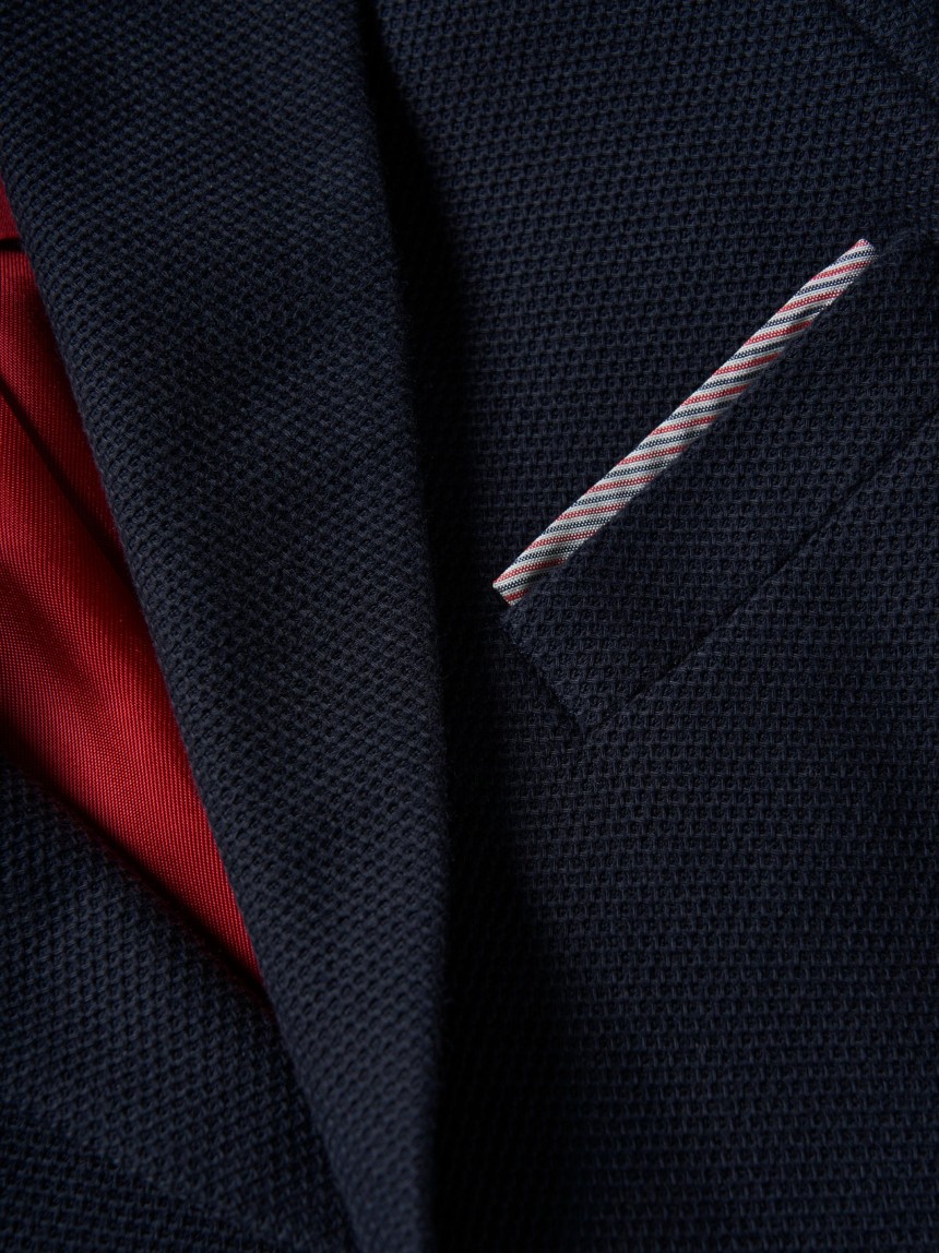 Blazer piqué com detalhes em vermelho