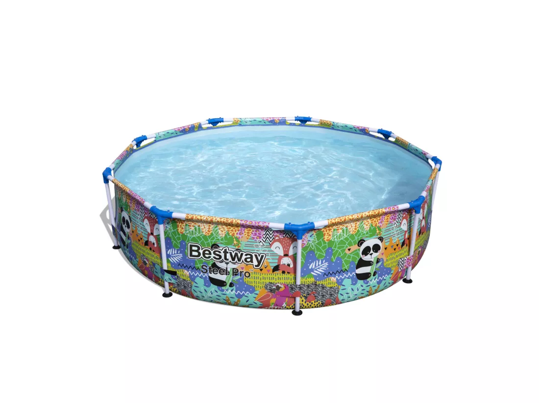 Piscine Hors-Sol Tubulaire pour Enfants Bestway Steel Pro 274X66 cm Design Animaux