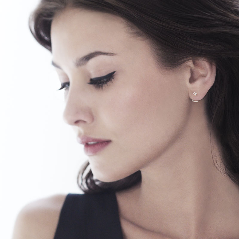 Boucles d'oreilles or 375 rose diamant