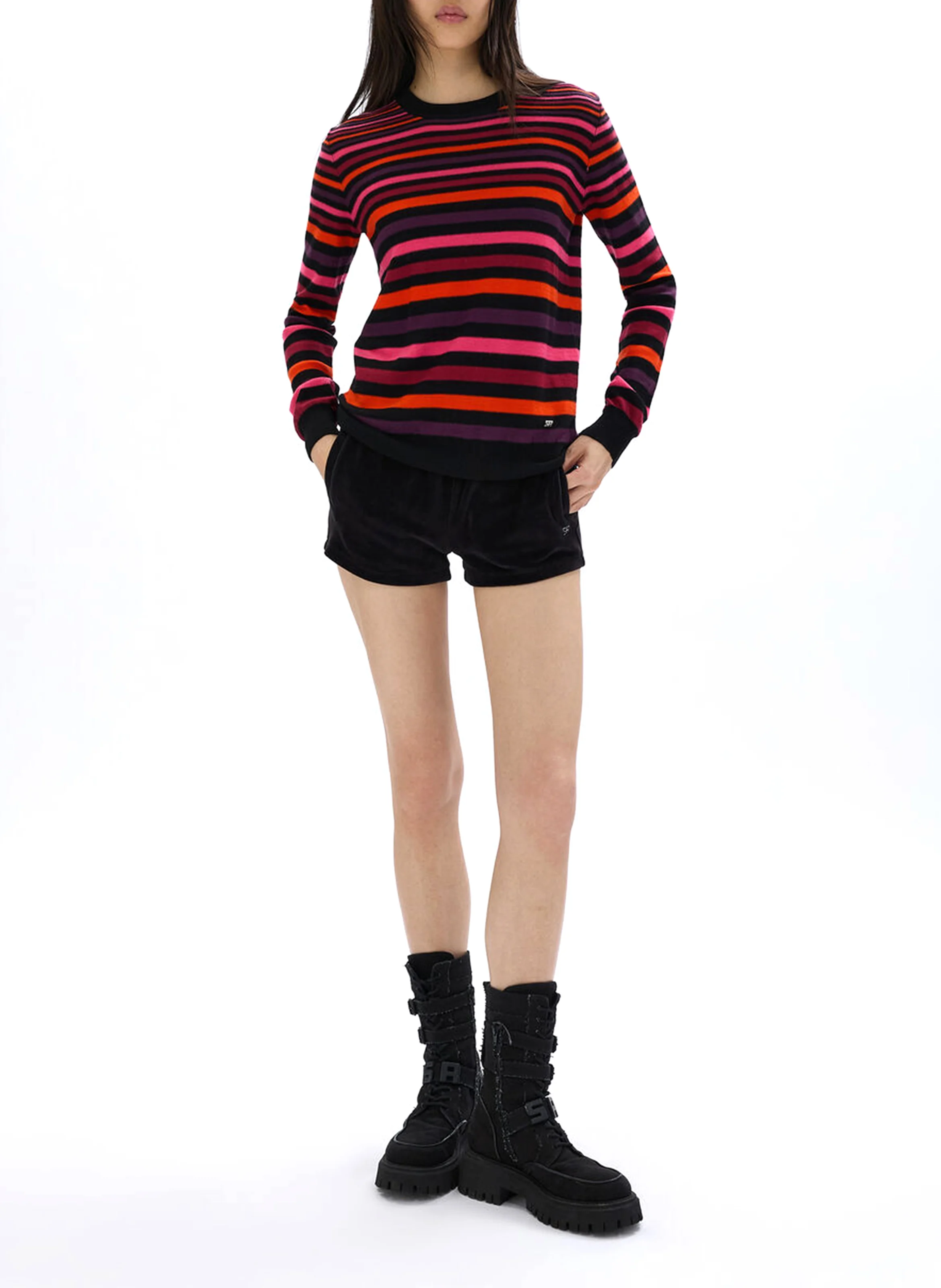 Pull col rond en laine | Multicolore