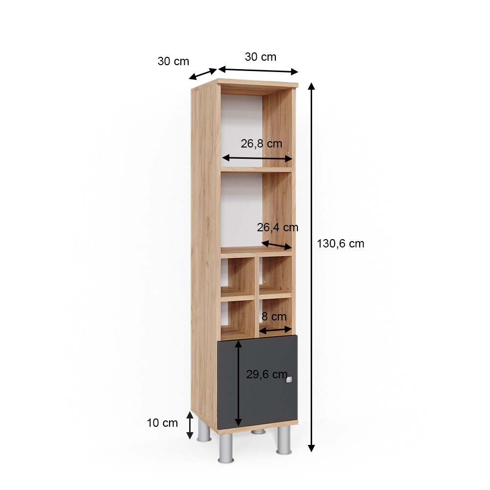 Vicco Badschrank Fynn Midischrank 7 Fächer Hochschrank Badezimmerschrank Bad