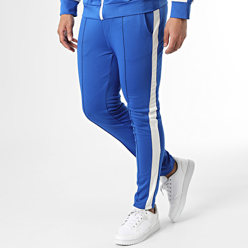 Ensemble De Survetement A Bandes Bleu Roi Blanc