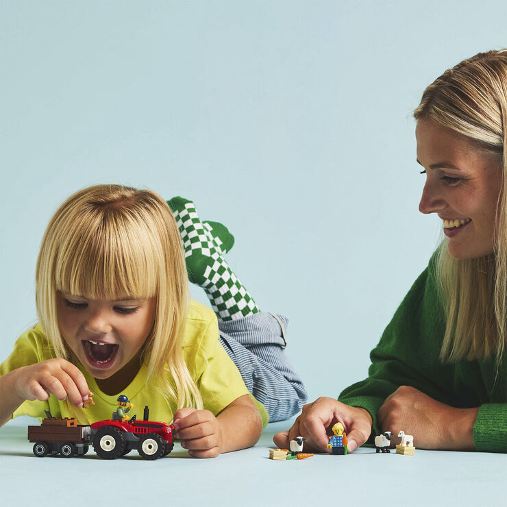 Lego Rød traktor med anhænger og får