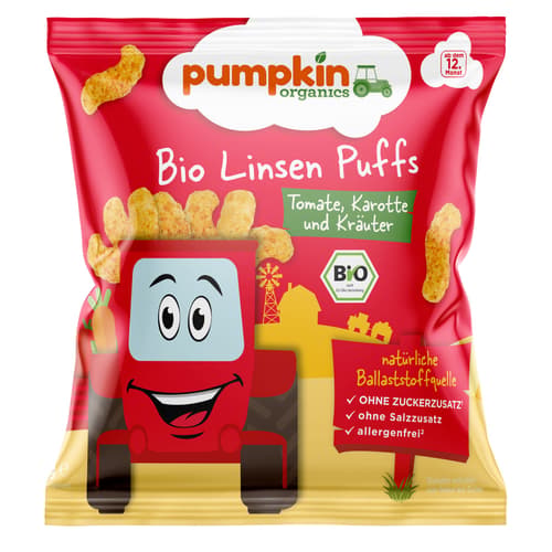 Pumpkin Organics BIO Linsen Puffs Tomate, Karotte & Kräutern