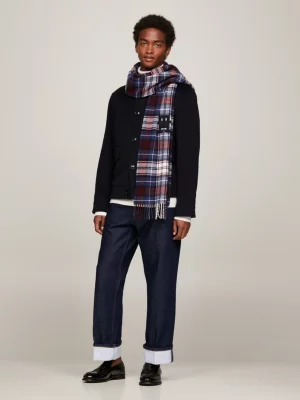 Cachecol xadrez tartan com monograma TH