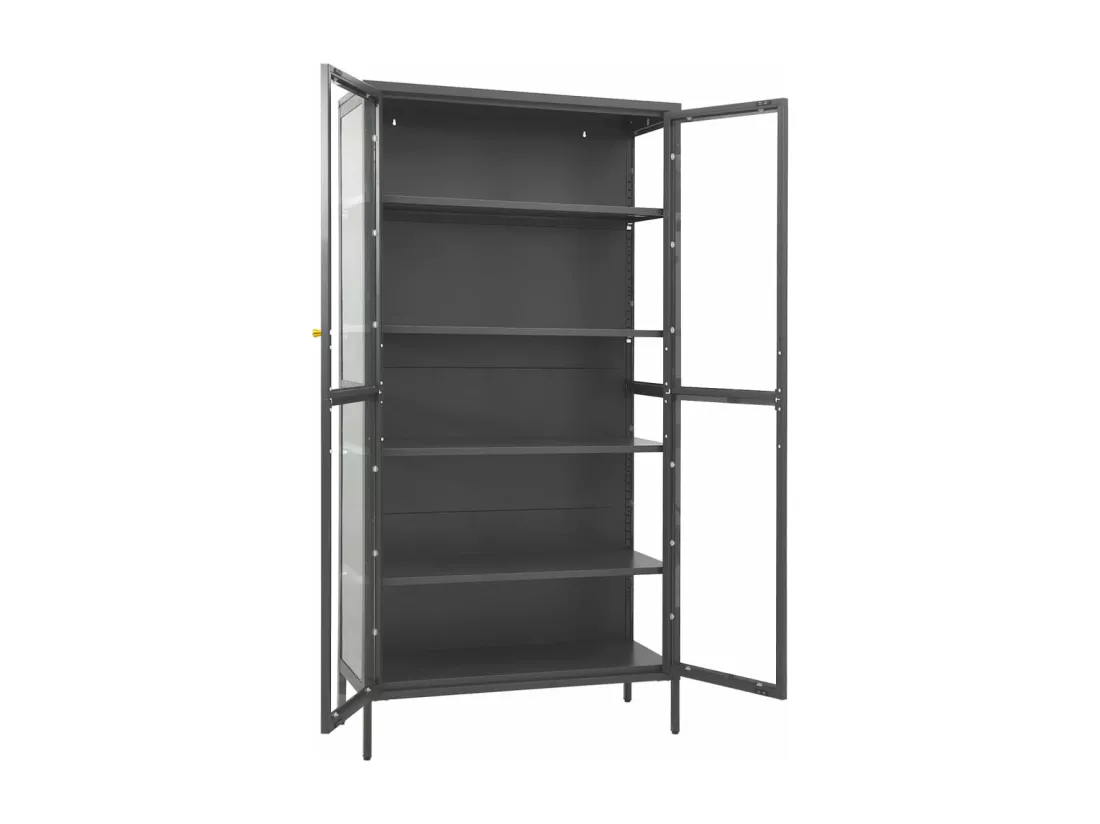 Vitrine d'exposition Anthracite 90x40x180 cm Acier/verre trempé