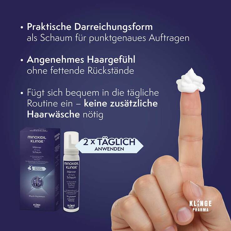 Minoxidil Klinge Männer 50 mg / g Schaum, 190 g