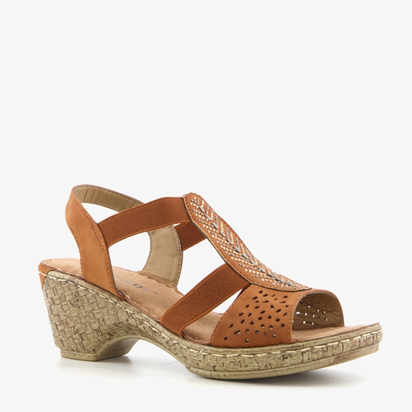 Blue Box dames sandalen met hak cognac