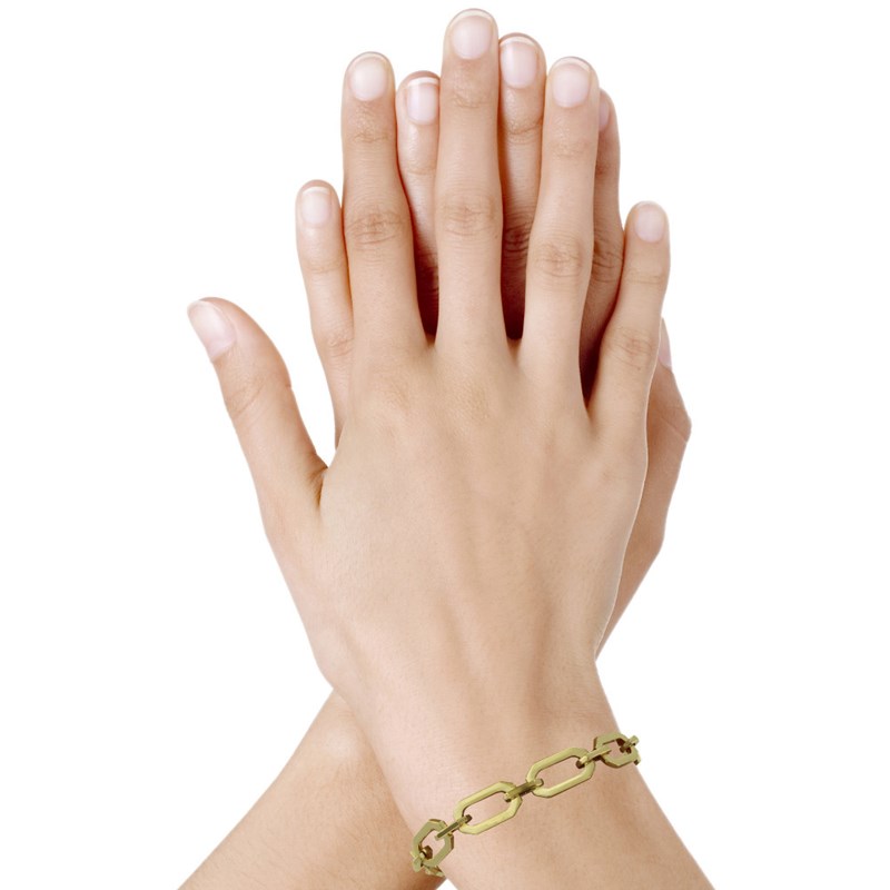 Bracelet Plaqué Or Maille Rectangle Fermoir Bouée