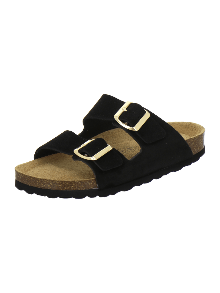 Pantoletten Damen Zweischnaller schwarz Velour