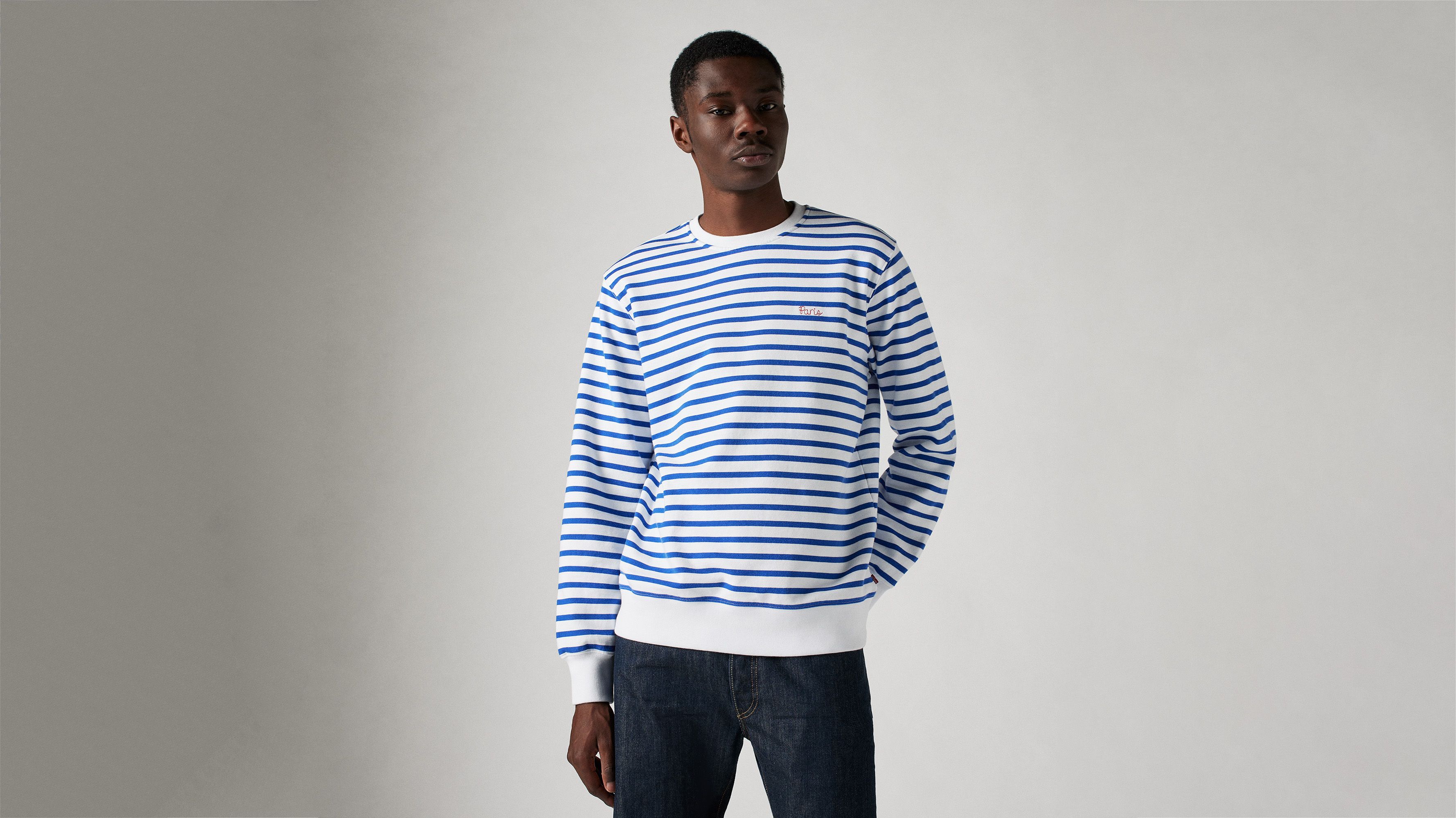 Sweat-shirt col rond Original Housemark - Mariner White + French Terry - Bleu