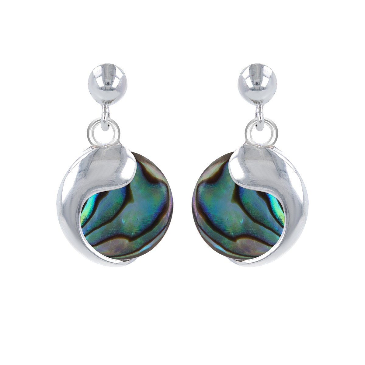 Boucles d'oreille nacre abalone et virgule d'argent 925-000 | Aden