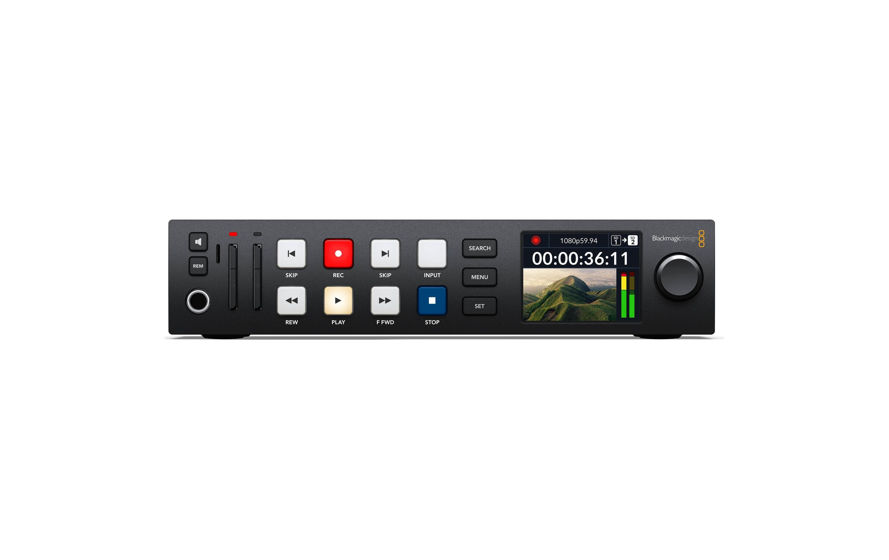 Recorder HyperDeck Studio HD Plus<br>Professionelles Broadcast-Deck zum Aufnehmen und Wiedergeben mit SD-Karten und SSD-Medien