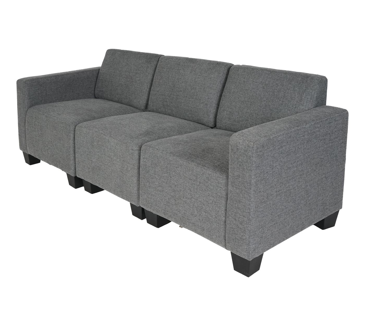 Modular 3-Sitzer Sofa Couch Moncalieri, Stoff/Textil ~ grau