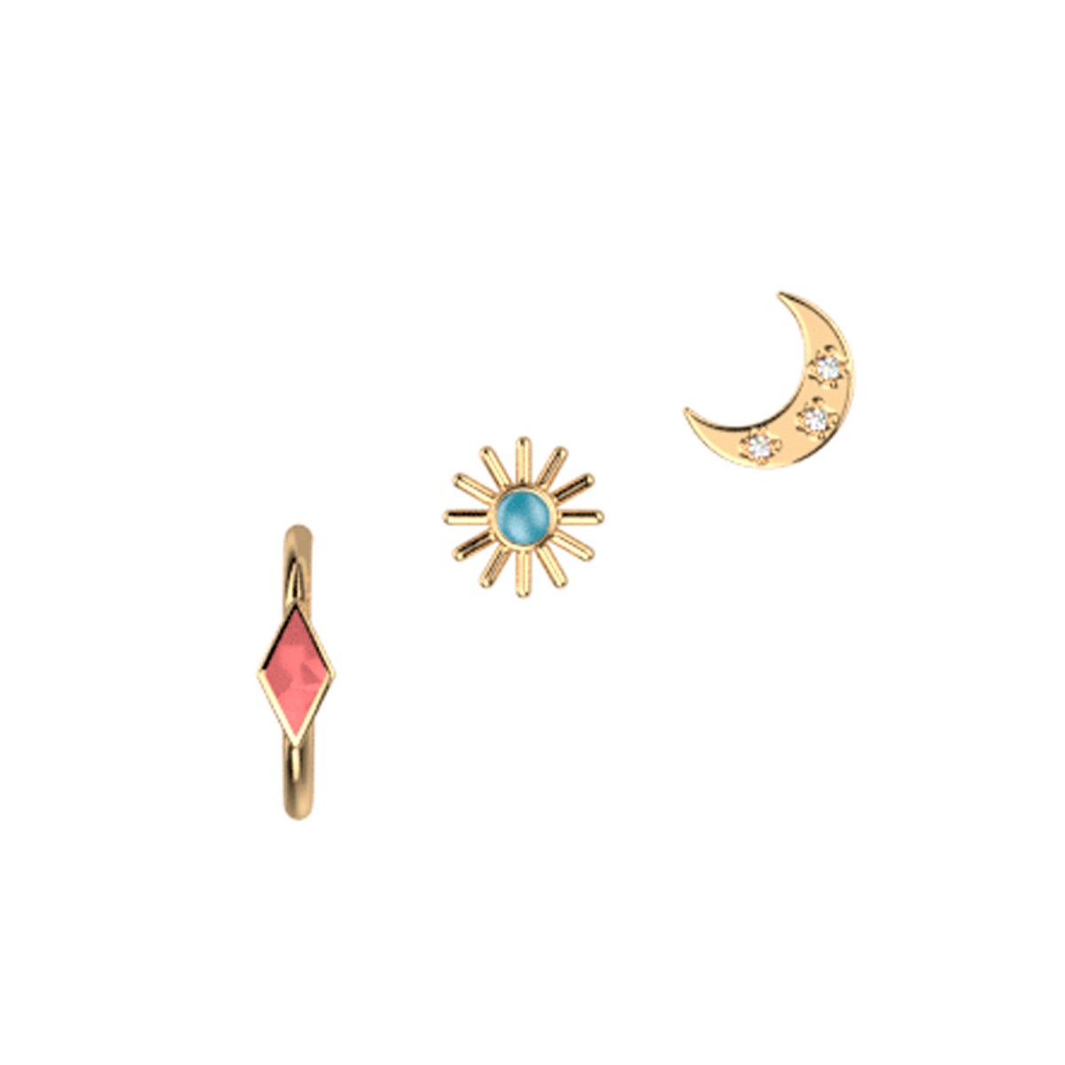 Set boucles d'oreilles Les GeorgettesCollection Les Cadettes laiton doré