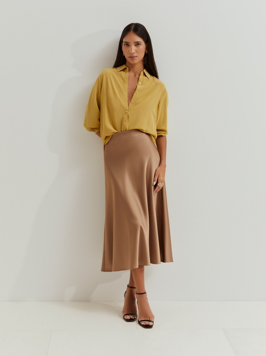 Camisa de cor sólida em rayon