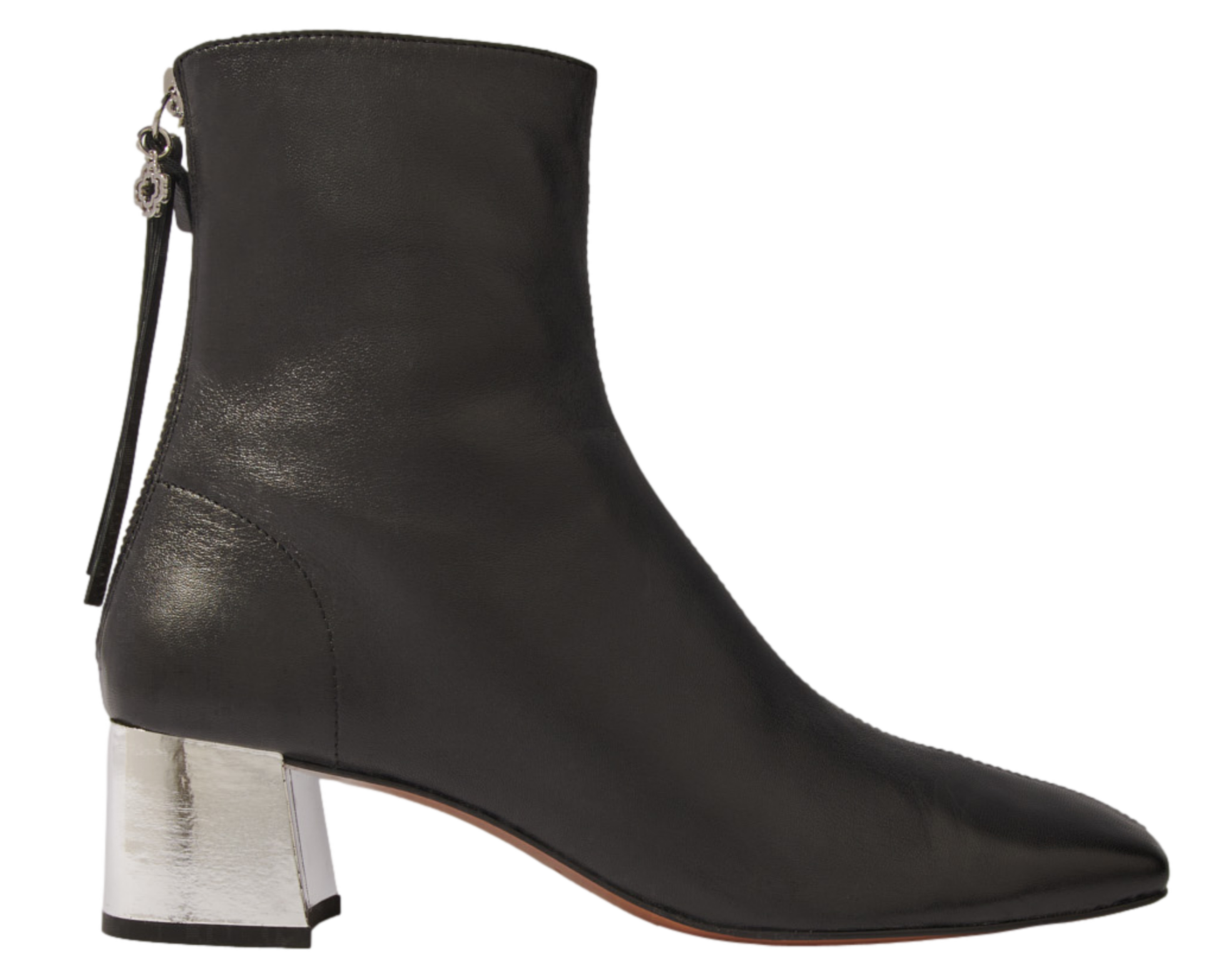 Bottines en cuir à bout carré | Noir