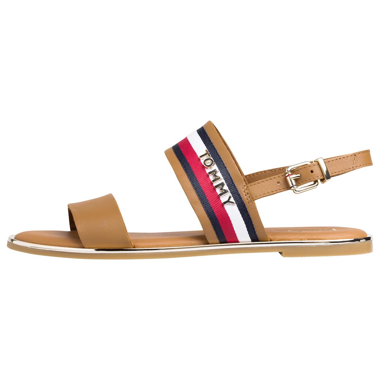 Tommy Hilfiger Sandales en Cuir Corporate Ribbon cognac