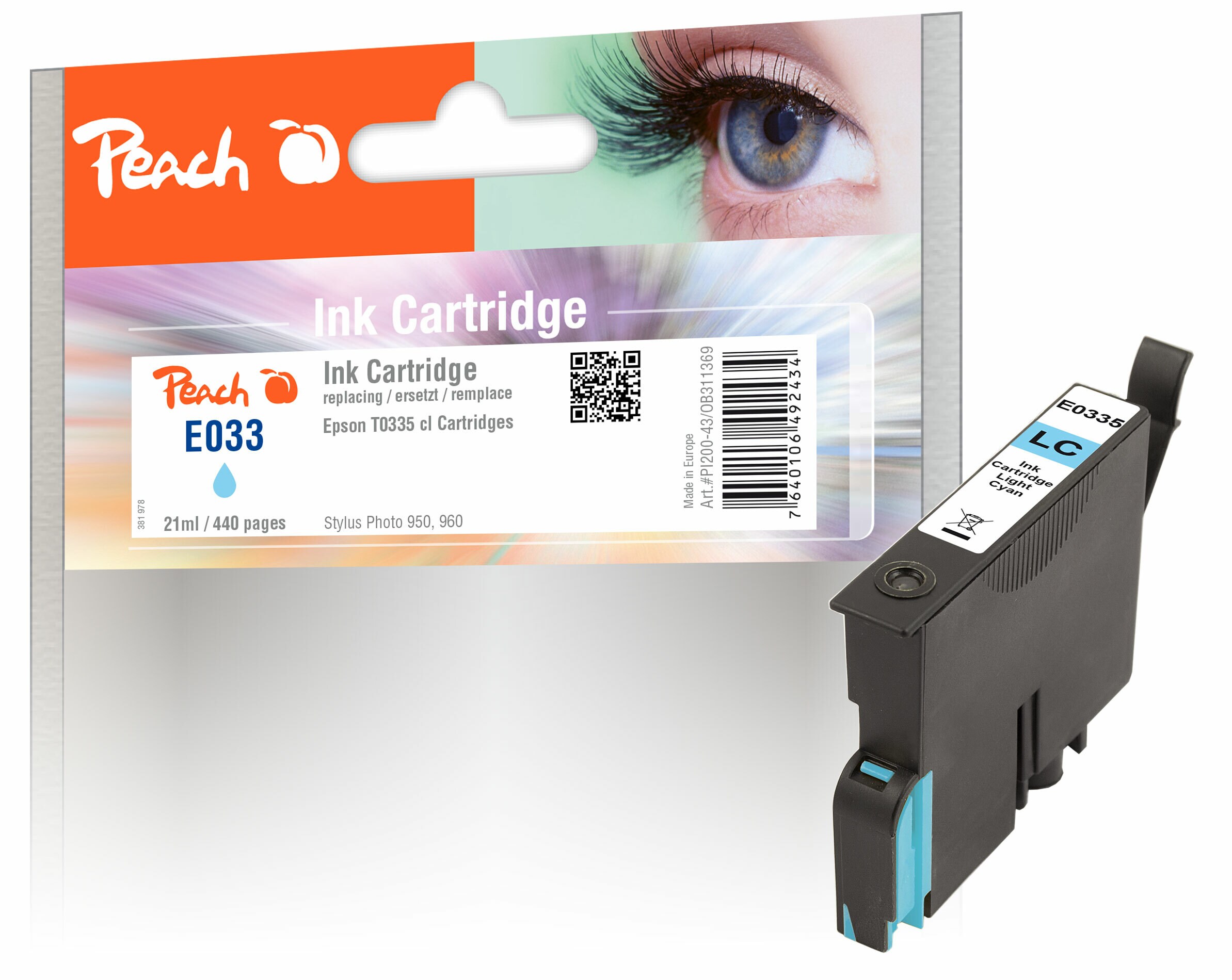 Peach E335 PHC Druckerpatrone cyph ersetzt Epson T0335PHC, C13T03354010 für z.B. Epson Stylus Photo 950, Epson Stylus Photo 960