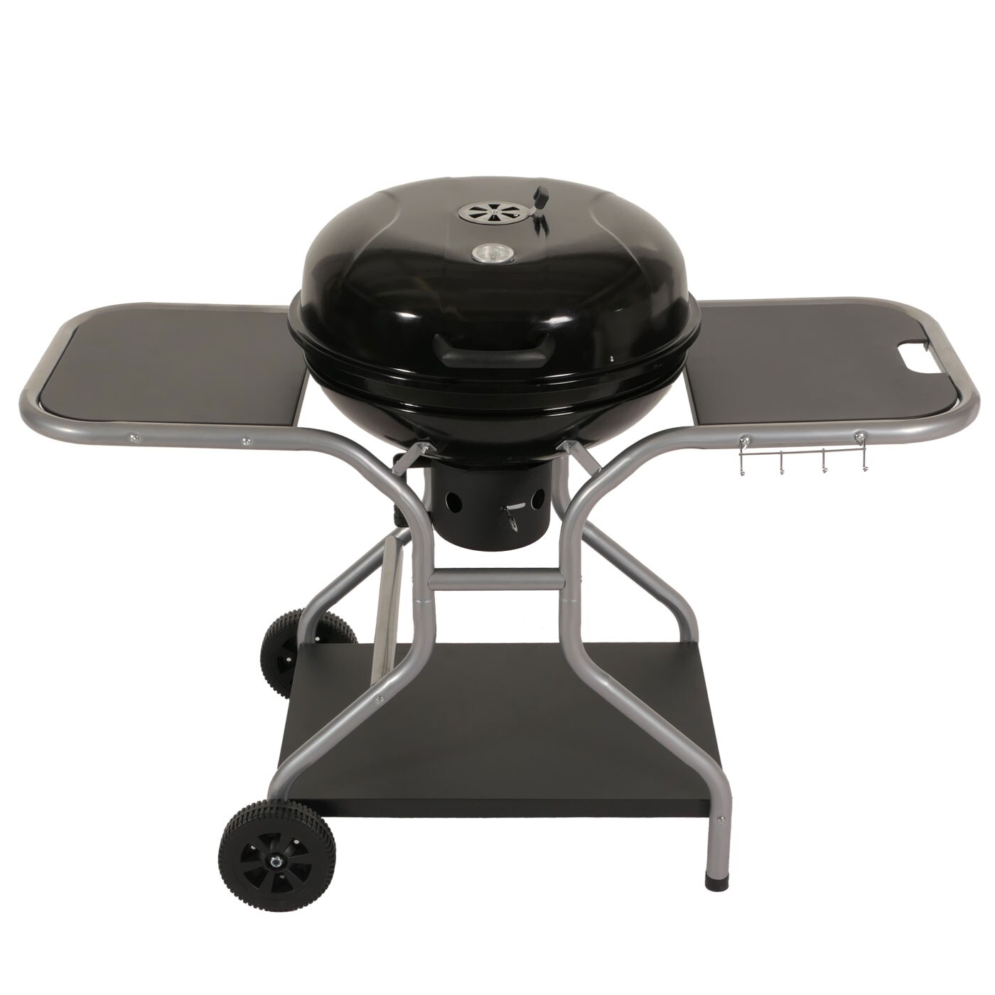 Grillwagen MCW-N16, Holzkohlegrill Standgrill Gartengrill mit Deckel drei Ablagen, Stahl Emaille 143x131x66cm schwarz
