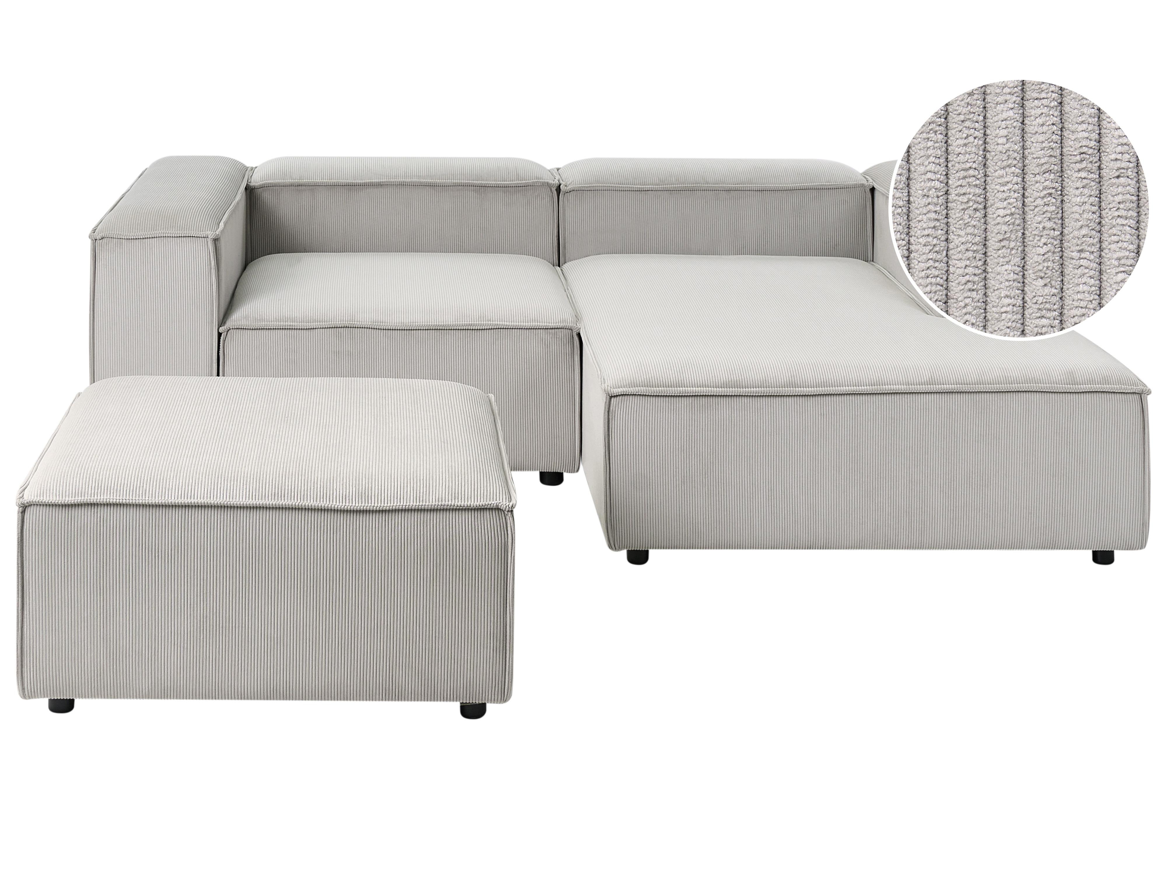 Modulaire hoekbank 3-zits ARDAL Corduroy Taupe met ottomaan linkszijdig
