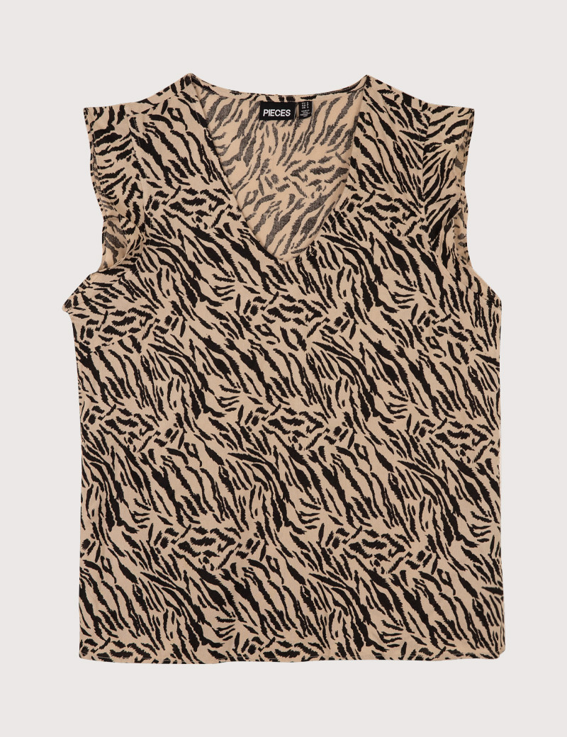PIECES T-SHIRT FEMME COL V NYA ZÉBRÉ