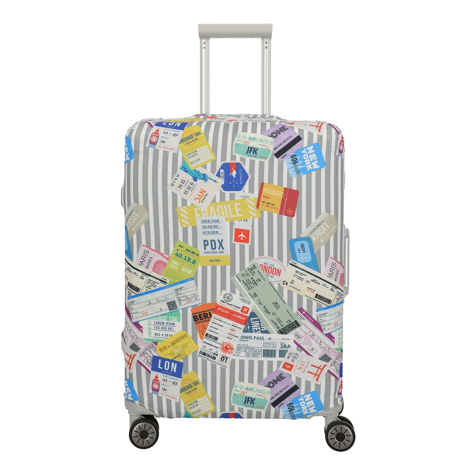 Travelite Accessoires Kofferhoes M tickets on blue/white