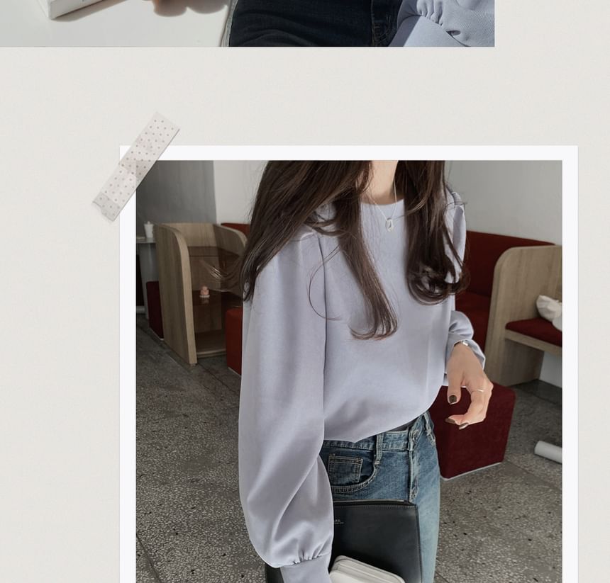 MIKIGA - Effen blouse met lange mouwen
