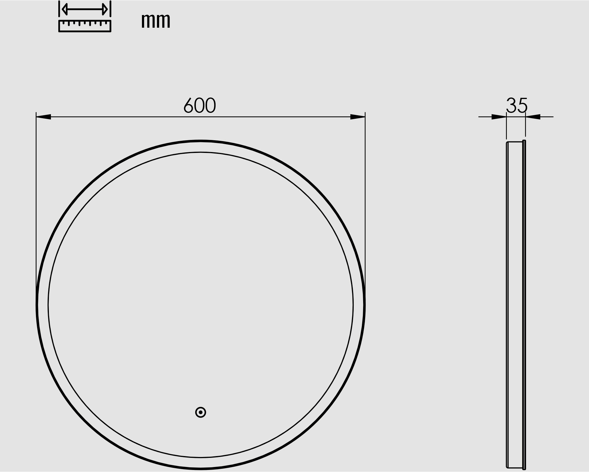 Loevschall Badspiegel »Atlas Rund, Badezimmerspiegel mit LED Beleuchtung, Lichtspiegel« Touchpanel für Lichtsteuerung, Verstellbarer Spiegel, Dänisches Design