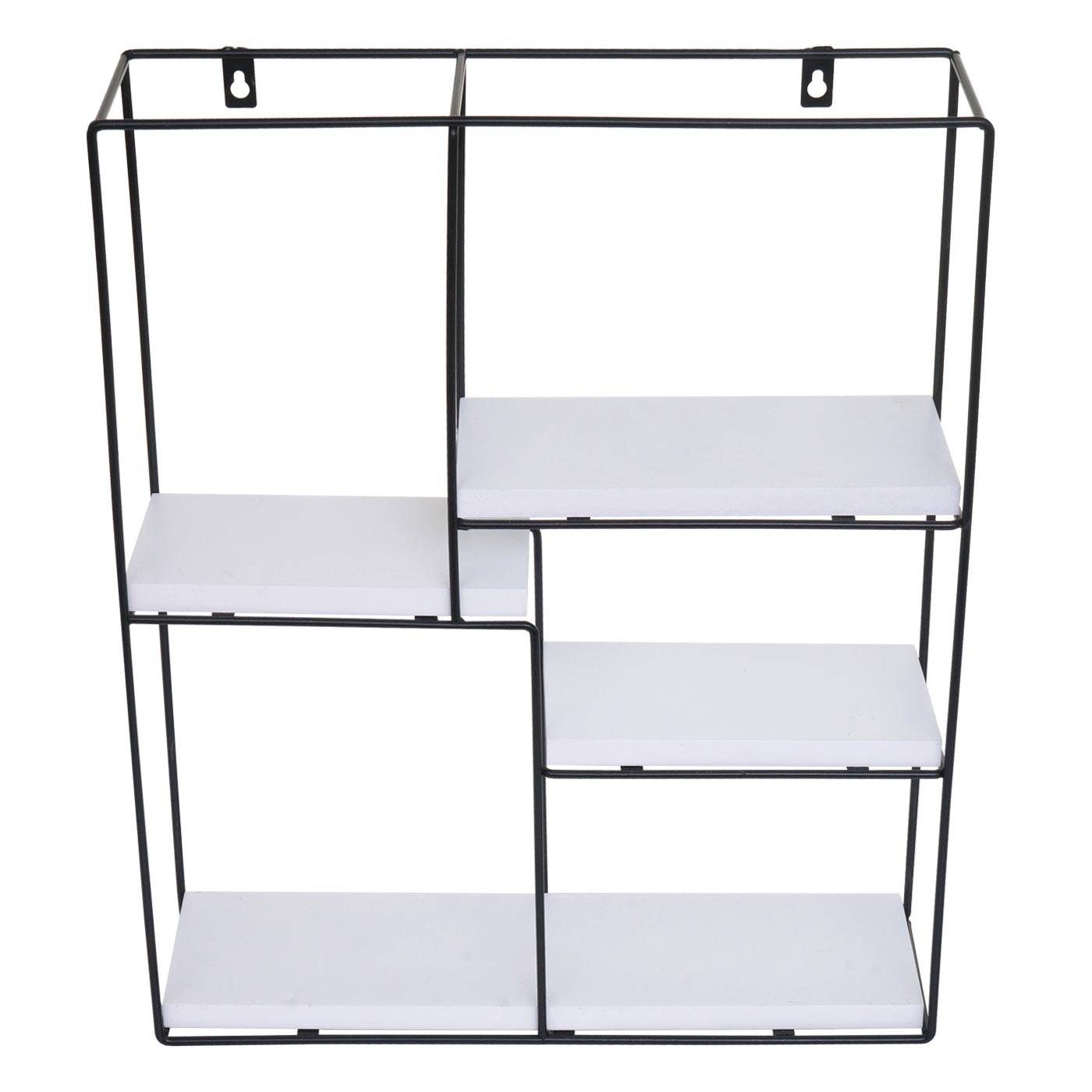 Wandregal MCW-K76, Hängeregal Schweberegal Regal, 4 Regalböden Metall Massiv-Holz Industrial 51x40x11cm ~ weiß