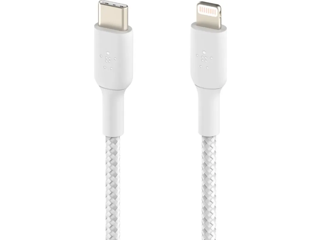 Belkin BoostCharge - Lightning-kabel - 24 pin USB-C han til Lightning han - 2 m - hvid - USB Power Delivery (18 W)