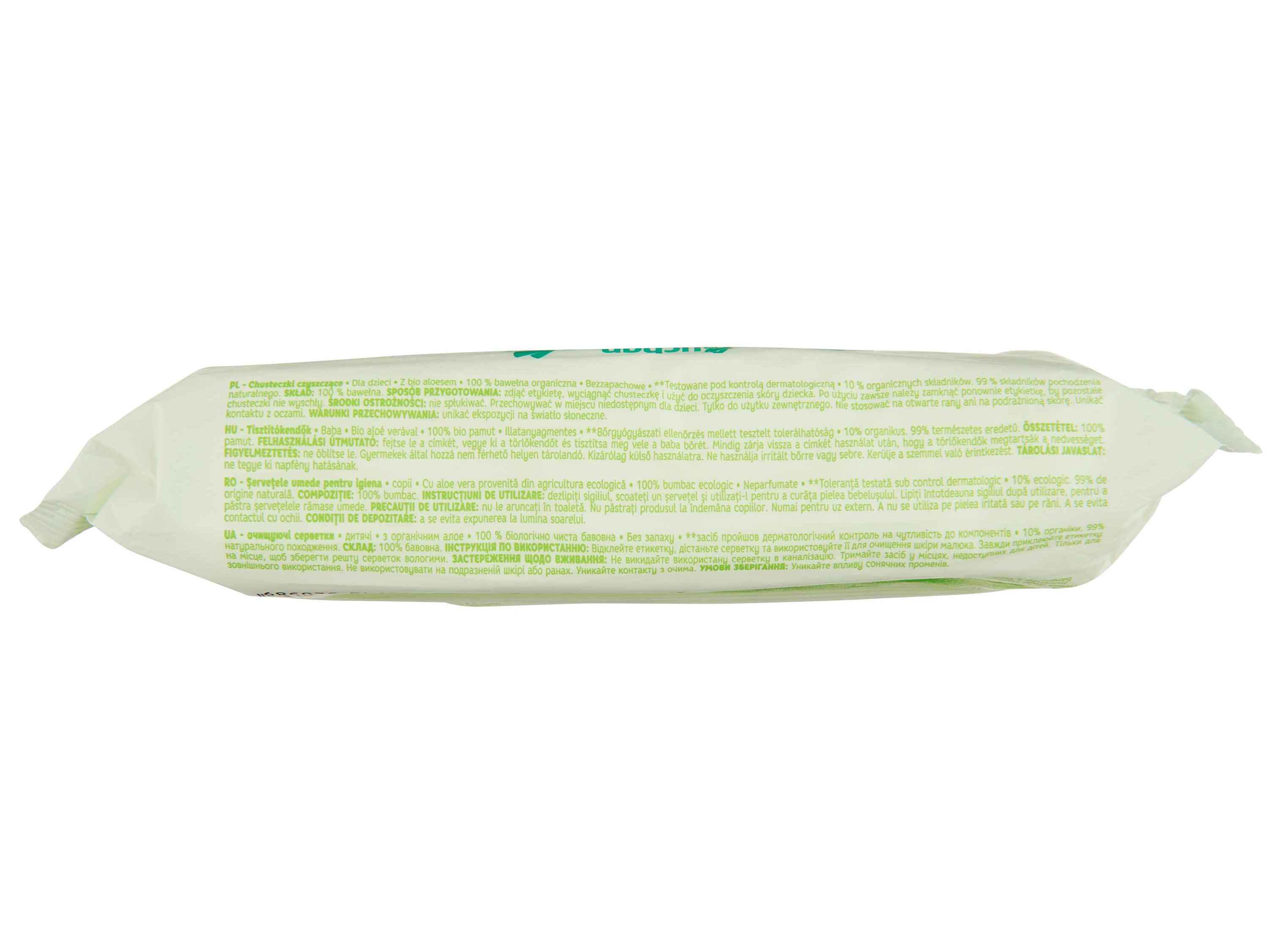 TOALHITAS AUCHAN BABY BIO ALOÉ VERA 100% ALGODÃO 64UN